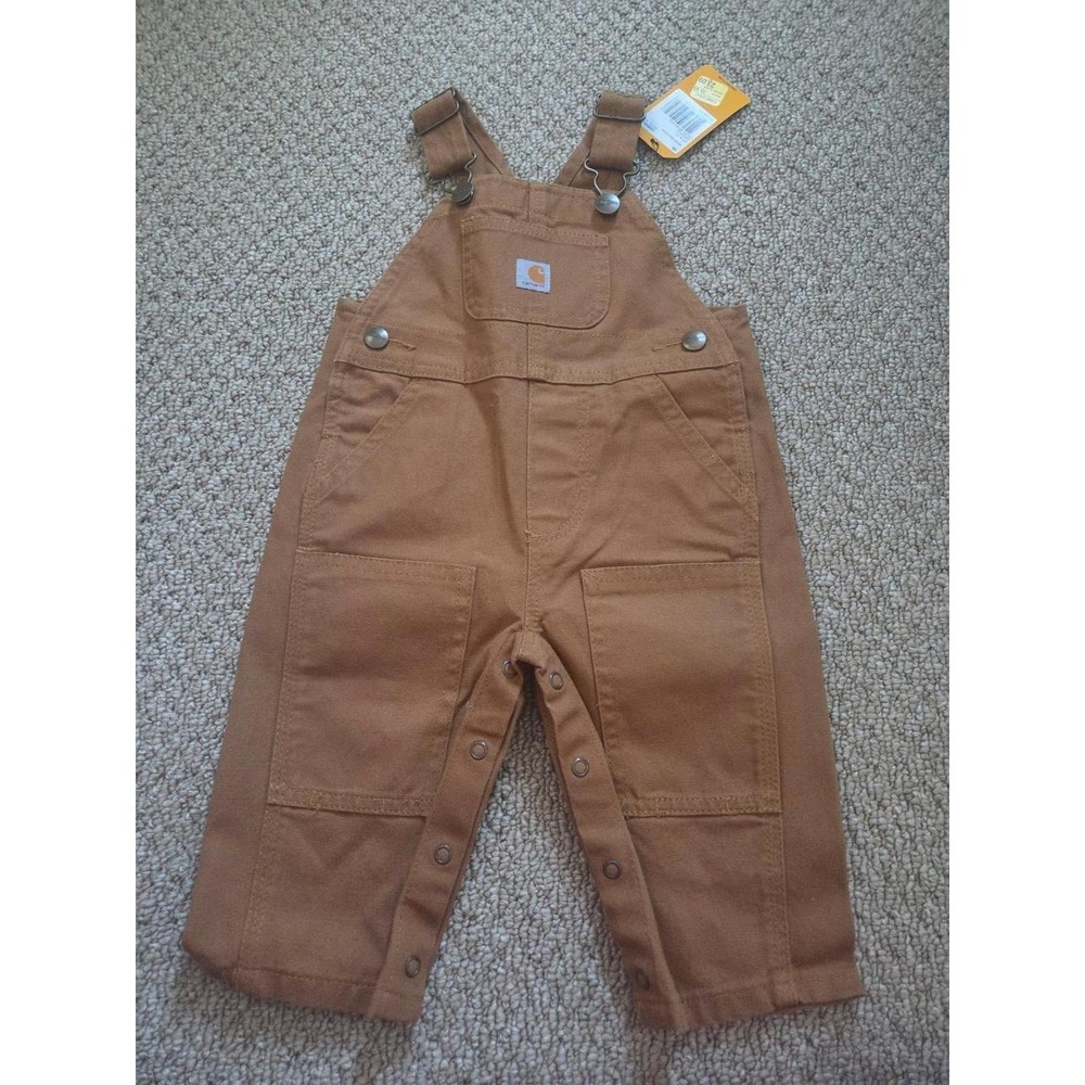 Carhartt Baby Boys Brown Bib Overalls Size 6 mos